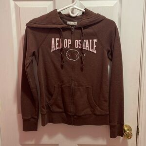 Brown Pink & White Aeropostale Zip Up Jacket